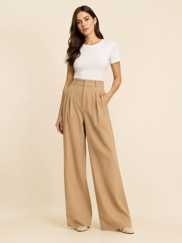 Pleated Wide Trousers